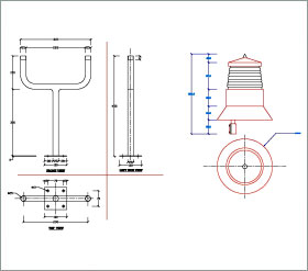 Low Intensity Twin Obstruction Warning Light - Mounting Drawing