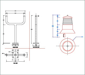 Mounting drawing of Twin Aircraft Warning Light